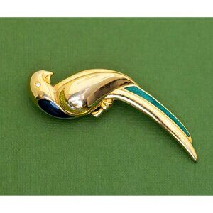 Vintage Golden Parrot Brooch by LC K29